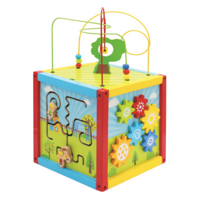Wooden Multi-activity Cube 'Playground' with Pre-writing Exercises