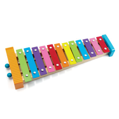 12 Notes Colorful Metallophone with Wooden Guiro