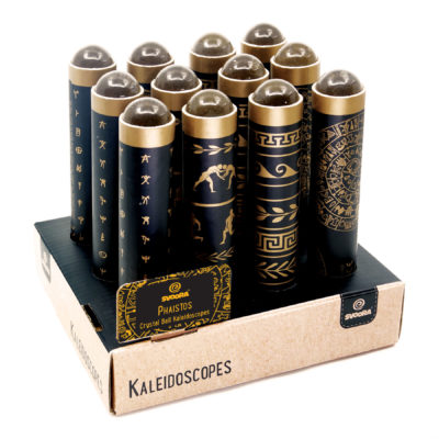 Complete Display with 12 Crystal Ball Kaleidoscopes 'Phaistos' (1 display with 12 pcs, 4 designs)