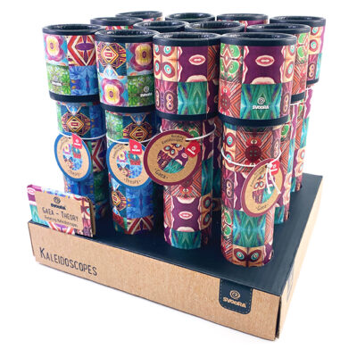 Complete Display with 12 Rotating Kaleidoscopes 'Gaea' & 'Theory' (1 display with 12 pcs, 2 designs)