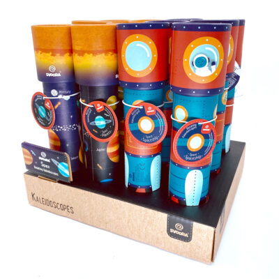 Complete Display with 12 Rotating Kaleidoscopes 'Space' (1 display with 12 pcs, 2 designs)