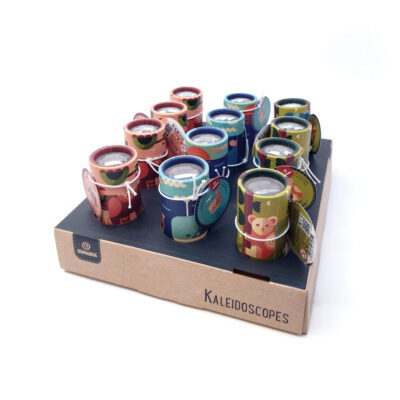 Complete Display with 12 Mini Kaleidoscopes Wildlife Animals' Families (1 display with 12 pcs, 3 designs)
