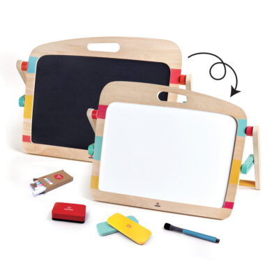 Double sided easel with blackboard and magnetic whiteboard 'Flip & Draw'