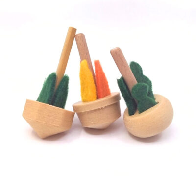 Wooden Spinning Tops Cacti (1 display with 24pcs, 3 designs)