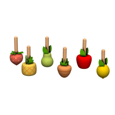 Wooden Spinning Tops Fruits (1 display with 24pcs, 6 designs)