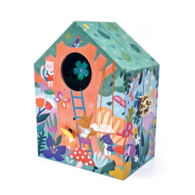 Musical Jewelry Box 'Tree House' with Ring Holder & Wide Mirror
