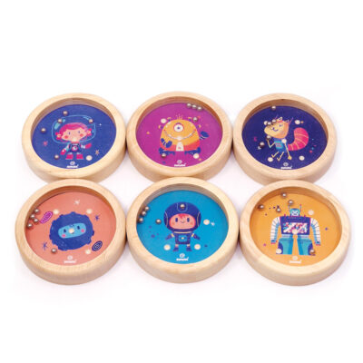 Wooden Balance Game 'Space' (1 display with 18 pcs, 6 designs)